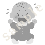 泣き顔赤ちゃん白黒sample