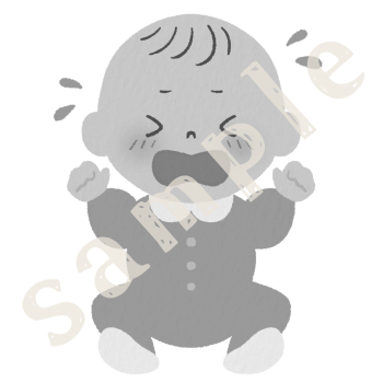 泣き顔赤ちゃん白黒sample