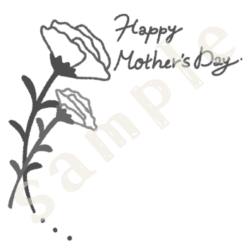 カーネーションフレームフレームのイラスト　上カギ白黒sample