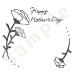 カーネーションフレームのイラスト　白黒sample