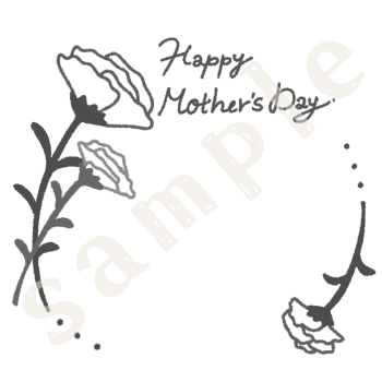 カーネーションフレームのイラスト　白黒sample