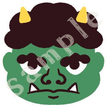 怒っている緑おにのイラスト　カラーsample