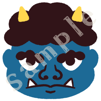 怒っている青おにのイラスト　カラーsample