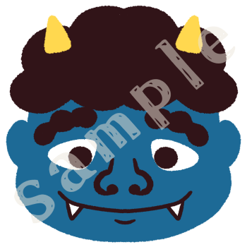 笑っている青おにのイラストカラーsample