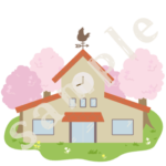 春の園舎のイラスト　カラーsample