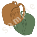 茶と緑のランドセルのイラスト　カラーsample