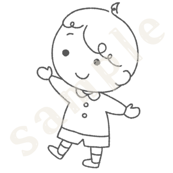 園児服の男の子のイラスト　線画sample