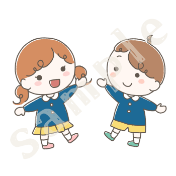 園児服の男の子と女の子のイラスト　カラーsample