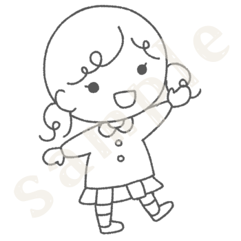 園児服の女の子のイラスト　線画sample