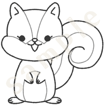 リスのイラスト　線画sample