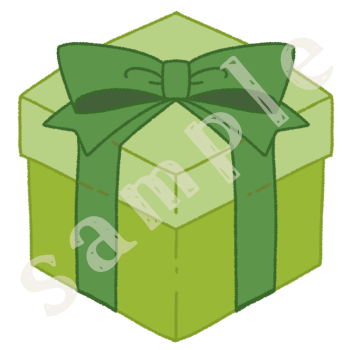 緑のプレゼント箱のイラスト　カラーsample