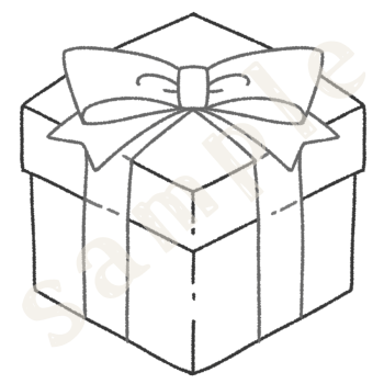 プレゼント箱のイラスト　線画sample
