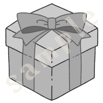 プレゼント箱のイラスト　白黒sample