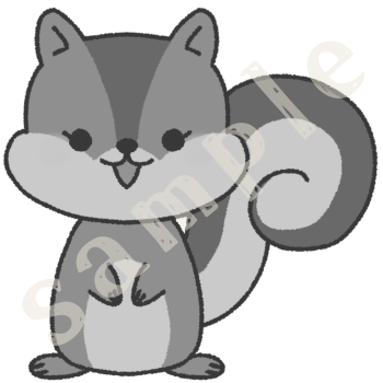 リスのイラスト　白黒sample