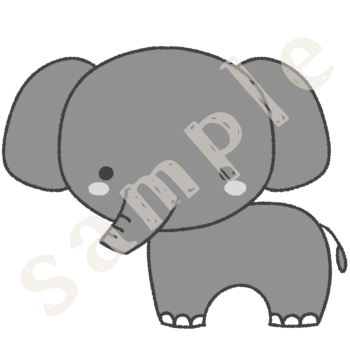 ゾウのイラスト　白黒sample