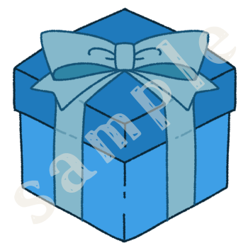 青いプレゼント箱のイラスト　カラーsample