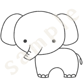 ゾウのイラスト　線画sample