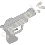 水鉄砲のイラスト　白黒sample