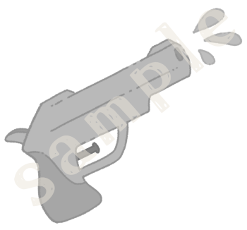 水鉄砲のイラスト　白黒sample