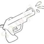水鉄砲のイラスト　線画sample