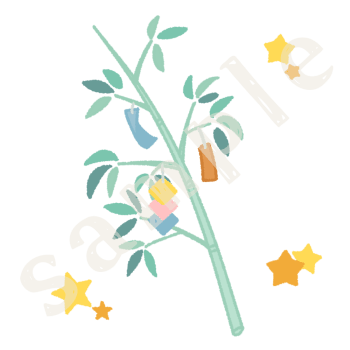 笹の葉飾りのイラスト　カラーsample