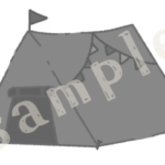 テントのイラスト　白黒sample