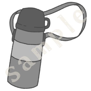 水筒のイラスト　白黒sample