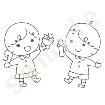 卒園式の子どものイラスト　線画sample