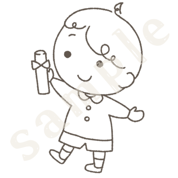 園児服の男の子のイラスト　線画sample