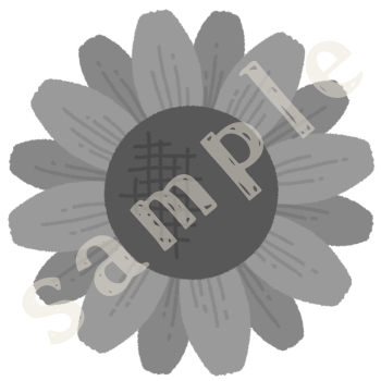 ひまわりのイラスト　白黒sample